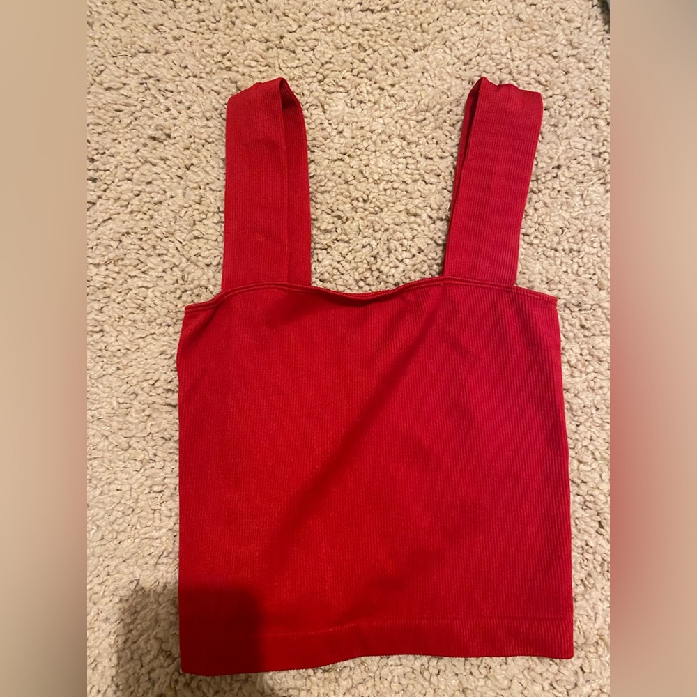 A New Day Vibrant Red Ribbed Top